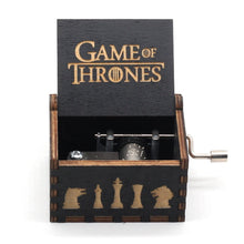 Load image into Gallery viewer, Antique Wooden Carved Bella Ciao Musical Box Hand Cranked Game of Thrones Music Box Birthday Christmas Gift Casket Decoration