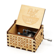 Load image into Gallery viewer, Antique Wooden Carved Bella Ciao Musical Box Hand Cranked Game of Thrones Music Box Birthday Christmas Gift Casket Decoration