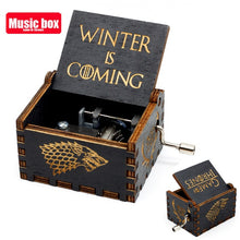 Load image into Gallery viewer, Antique Wooden Carved Bella Ciao Musical Box Hand Cranked Game of Thrones Music Box Birthday Christmas Gift Casket Decoration
