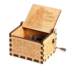 Load image into Gallery viewer, Antique Wooden Carved Bella Ciao Musical Box Hand Cranked Game of Thrones Music Box Birthday Christmas Gift Casket Decoration

