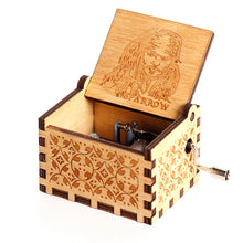 Load image into Gallery viewer, Antique Wooden Carved Bella Ciao Musical Box Hand Cranked Game of Thrones Music Box Birthday Christmas Gift Casket Decoration
